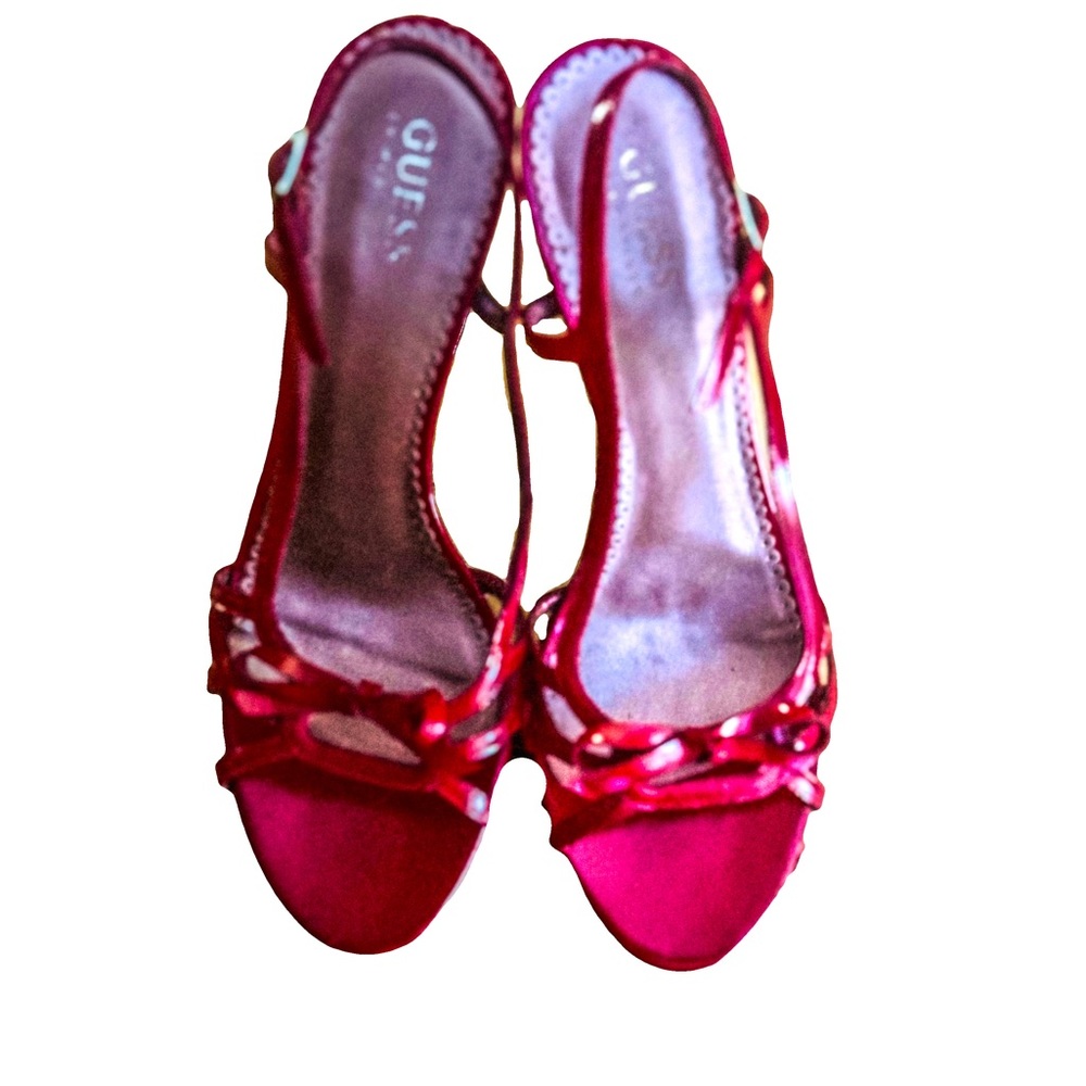 Guess by Marciano 2007 Red patent leather sling back heel.